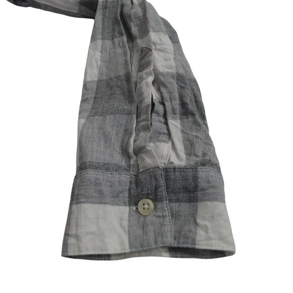 Old Navy Boyfriend Loose Fit Button Up Shirt Women Size XL White Grey Plaid - Picture 2 of 12